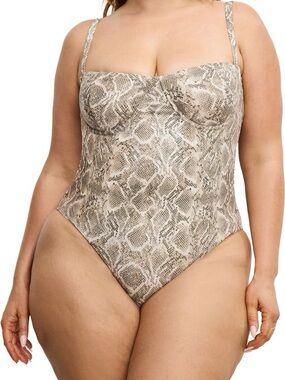 Good American Snake Print Underwire One Piece Swimsuit 5XL NWT